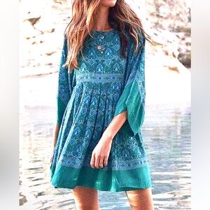 R. Vivimos teal green kimono sleeve mini dress small (4/6)
